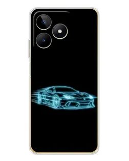 Чохол для Realme Note 60 з картинкою «Неоновий контур Lamborghini»