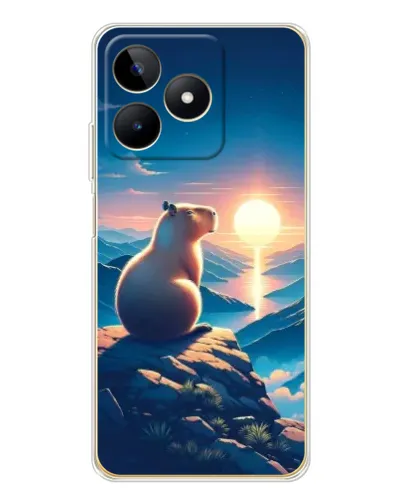 Чохол для Realme Note 60 з картинкою «Захід сонця з капібарою»