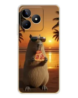 Чохол для Realme Note 60 з картинкою «Капібара з піцою»