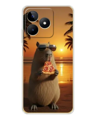 Чохол для Realme Note 60 з картинкою «Капібара з піцою»
