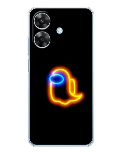 Чехол для Realme Note 60x с картинкой «Among Us неоновое сияние»