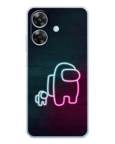 Чехол для Realme Note 60x с картинкой «Among Us неон-арт»