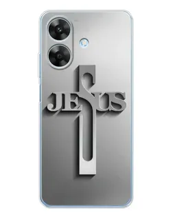 Чехол для Realme Note 60x с картинкой «Металлический крест Jesus»