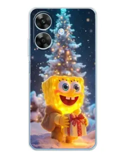 Чехол для Realme Note 60x с картинкой «Рождественский Спанч Боб»