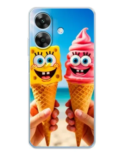 Чехол для Realme Note 60x с картинкой «Спанч Боб мороженое»
