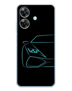Чехол для Realme Note 60x с картинкой «Голубой силуэт Lamborghini» Чехол для Realme Note 60x с картинкой «Голубой силуэт Lamborghini»