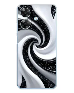 Чехол для Realme Note 60x с картинкой «Черно-белая спираль»