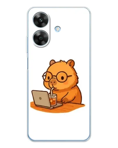 Чохол для Realme Note 60x з картинкою «Капібара з ноутбуком»