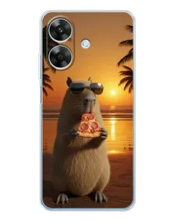 Чохол для Realme Note 60x з картинкою «Капібара з піцою»