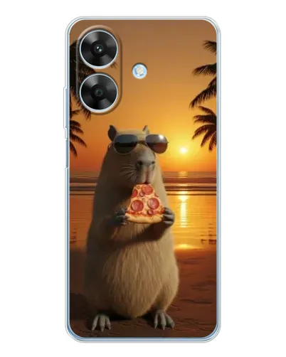 Чохол для Realme Note 60x з картинкою «Капібара з піцою»