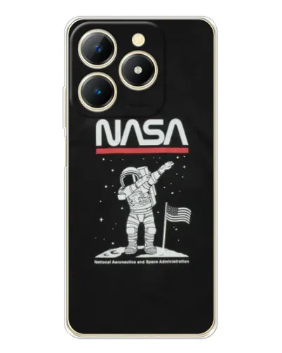 Чехол для Realme Note 70 с картинкой «NASA — шагаем по Луне»