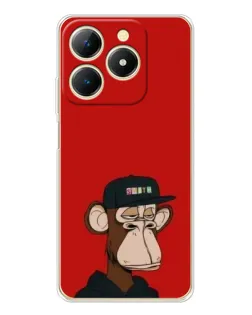Чехол для Realme Note 70 с картинкой «Bored Ape — красный фон»