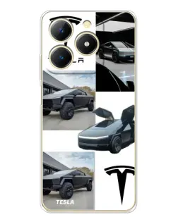 Чехол для Realme Note 70 с картинкой «Коллаж Cybertruck Tesla»