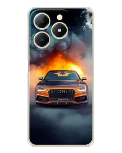 Чехол для Realme Note 70 с картинкой «Audi в огненном дыму»