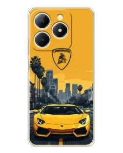 Чехол для Realme Note 70 с картинкой «Желтый Lamborghini город»