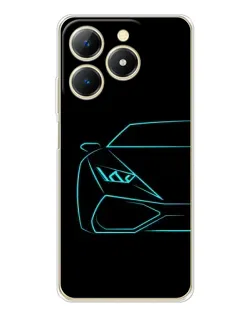 Чехол для Realme Note 70 с картинкой «Голубой силуэт Lamborghini»