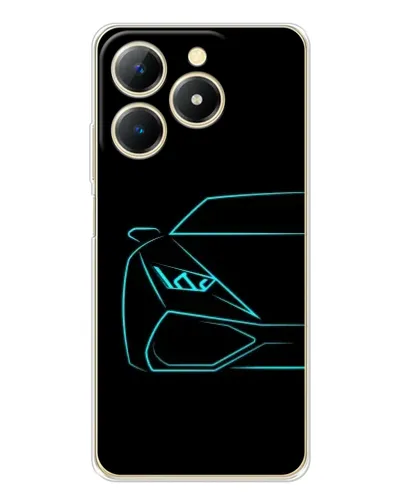 Чехол для Realme Note 70 с картинкой «Голубой силуэт Lamborghini»
