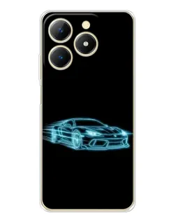 Чехол для Realme Note 70 с картинкой «Неоновый контур Lamborghini»