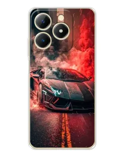 Чехол для Realme Note 70 с картинкой «Lamborghini красный дым»