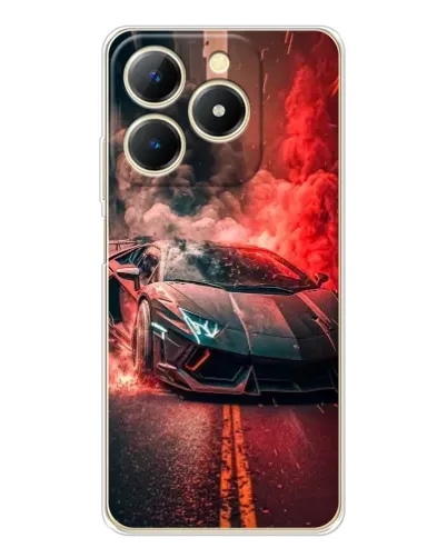 Чехол для Realme Note 70 с картинкой «Lamborghini красный дым»