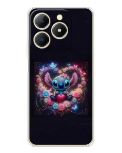 Чехол для Realme Note 70 с картинкой «Stitch в цветах»