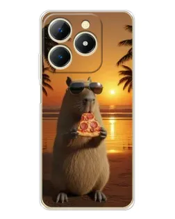 Чехол для Realme Note 70 с картинкой «Капибара с пиццей»
