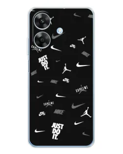 Чехол для Realme Note 70T с картинкой «Nike Black Pattern»