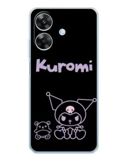 Чехол для Realme Note 70T с картинкой «Kuromi — черный минимализм»