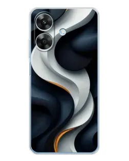 Чехол для Realme Note 70T с картинкой «Объемные черно-белые ленты»