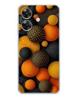Чехол для Realme Note 70T с картинкой «Объемные оранжевые сферы»