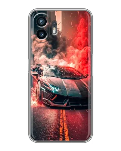 Чехол для Realme P3 Lite с картинкой «Lamborghini красный дым»