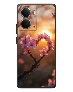 Чохол для RealMe P3 з картинкою «Рожевий цвіт  сердечко на тлі заходу»