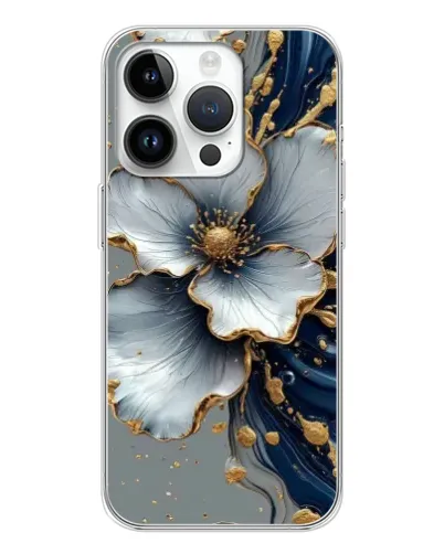 Чехол для Realme P4 с картинкой «Белый цветок и золотой флюид» Чехол для Realme P4 с картинкой «Белый цветок и золотой флюид»