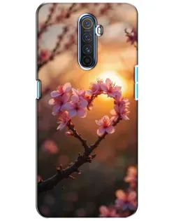 Чехол для Realme X2 Pro с картинкой «Розовый цвет сердце на фоне заката»