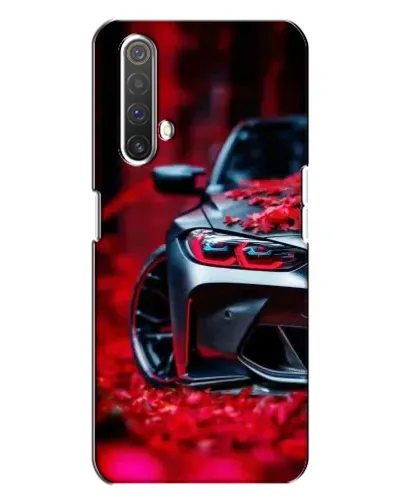 Чехол для Realme X3 с картинкой «Спортивная BMW и цветы»