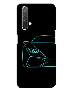 Чохол для Realme X3 з картинкою «Блакитний силует Lamborghini»