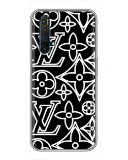 Чехол для Realme X50 с картинкой «Черно-белый узор LV»
