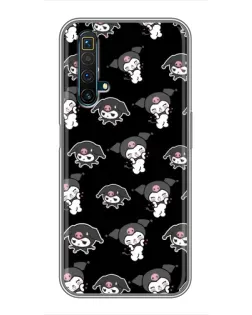 Чехол для Realme X50 с картинкой «Черный паттерн Kuromi»