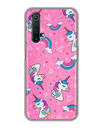 Чехол для Realme X50 с картинкой «Unicorn паттерн розовый»