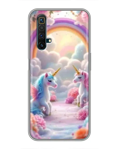 Чехол для Realme X50 с картинкой «Радуга и единороги»