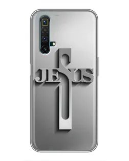 Чехол для Realme X50 с картинкой «Металлический крест Jesus»