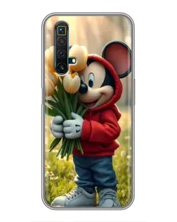 Чехол для Realme X50 с картинкой «Микки с тюльпанами»