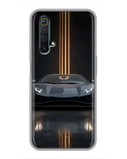 Чехол для Realme X50 с картинкой «Lamborghini золотые линии»