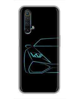 Чехол для Realme X50 с картинкой «Голубой силуэт Lamborghini»