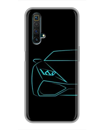 Чехол для Realme X50 с картинкой «Голубой силуэт Lamborghini»