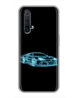 Чехол для Realme X50 с картинкой «Неоновый контур Lamborghini»