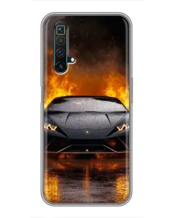 Чехол для Realme X50 с картинкой «Lamborghini в огне»
