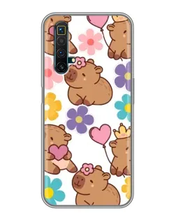 Чохол для Realme X50 з картинкою «Квітковий паттерн капібар»