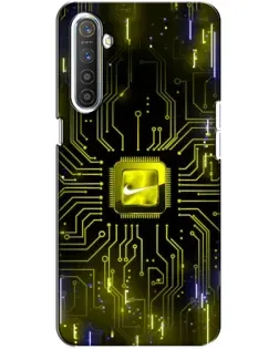 Чехол для Realme XT с картинкой «Nike — золотая искра»