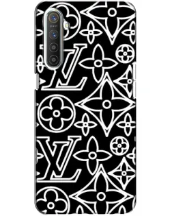Чехол для Realme XT с картинкой «Черно-белый узор LV»